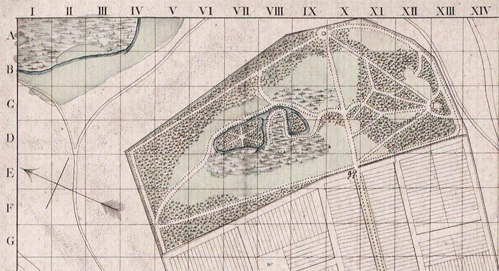 2. kép A pesti Városerdő 1803-ban (Balla A.: Planum L. R. Civitatis Pesth Del. D. BTM 15925)