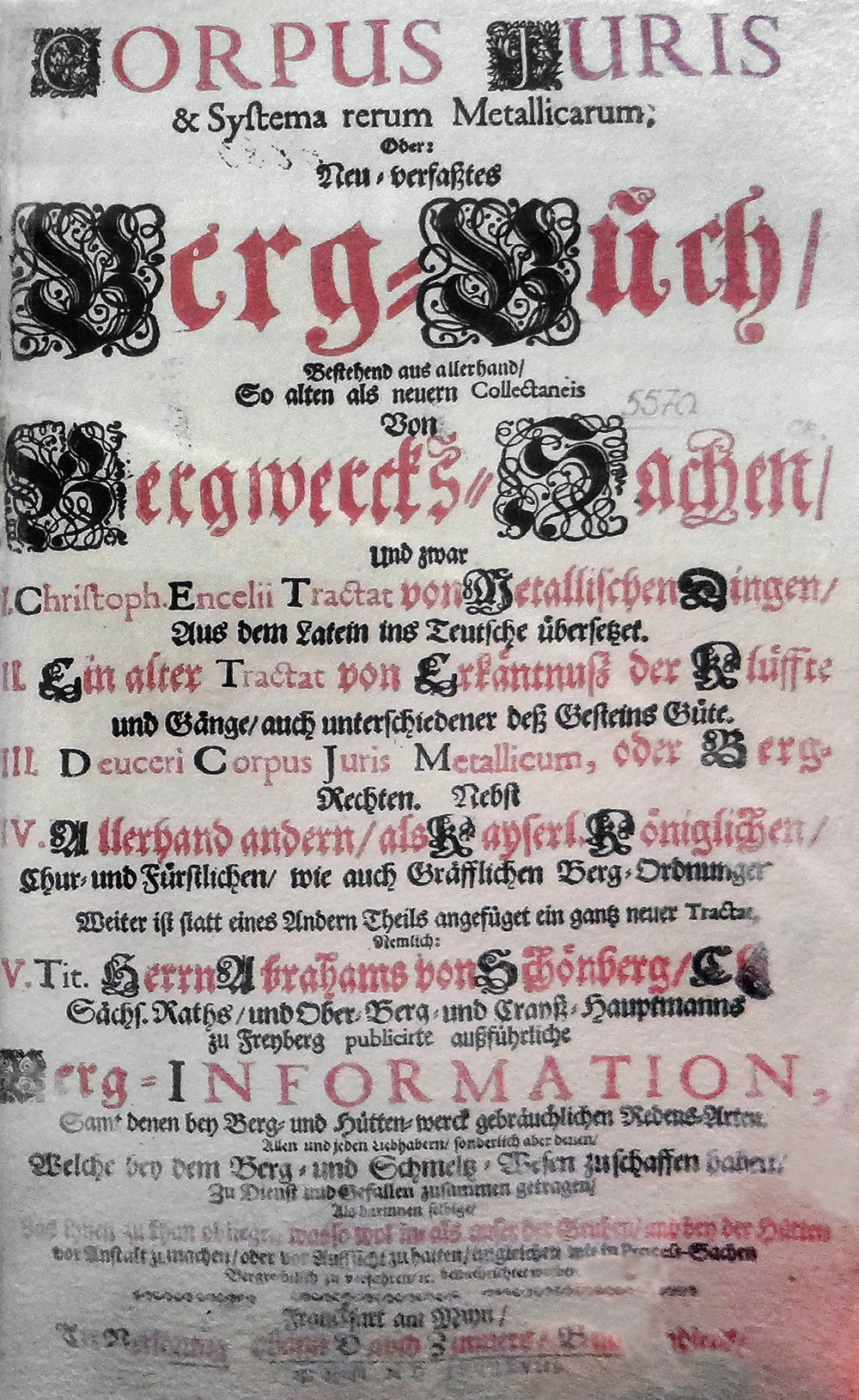 Johann David Zunner: Corpus Juris et Systema Rerum Metallicarum, 1698