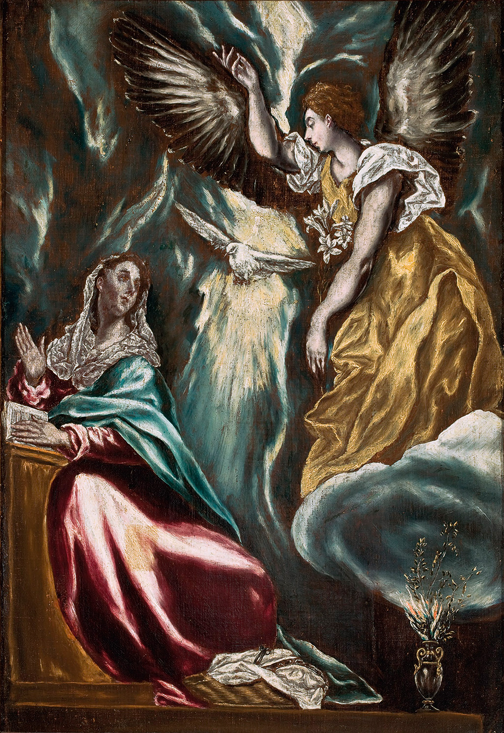 l Greco műhelye: Angyali üdvözlet, 1600 körül. Egykor a Herzog-gyűjteményben, jelenleg a Museu de Arte de São Paulo féltett kincse