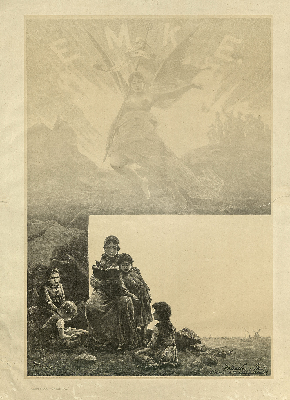 Munkácsy Mihály–Morelli Gusztáv: Az Erdélyi Magyar Közművelődési Egyesület emléklapja, 1890. Magyar Nemzeti Múzeum