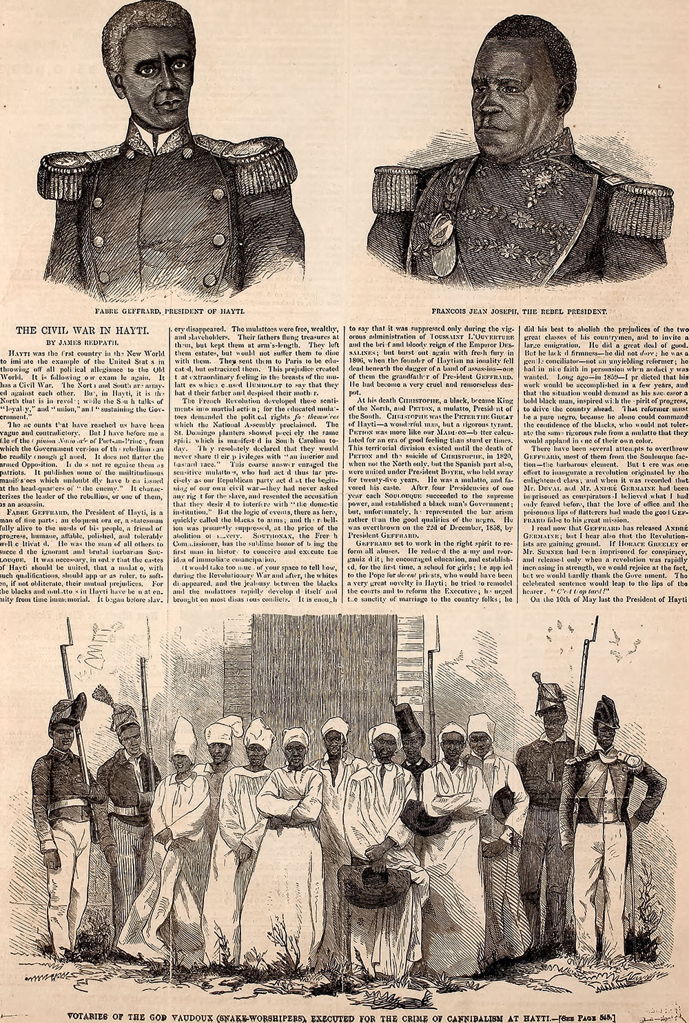 A haiti polgárháborúról, a vudu és a kannibalizmus vélt kapcsolatáról írt a Harper's Weekly 1865. szeptember 2-i lapszámában