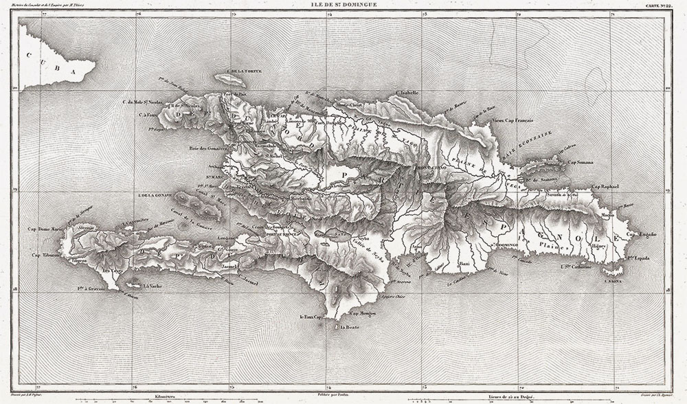 Hispaniola térképe 1859-ből. A sziget nyugati harmadán Haiti