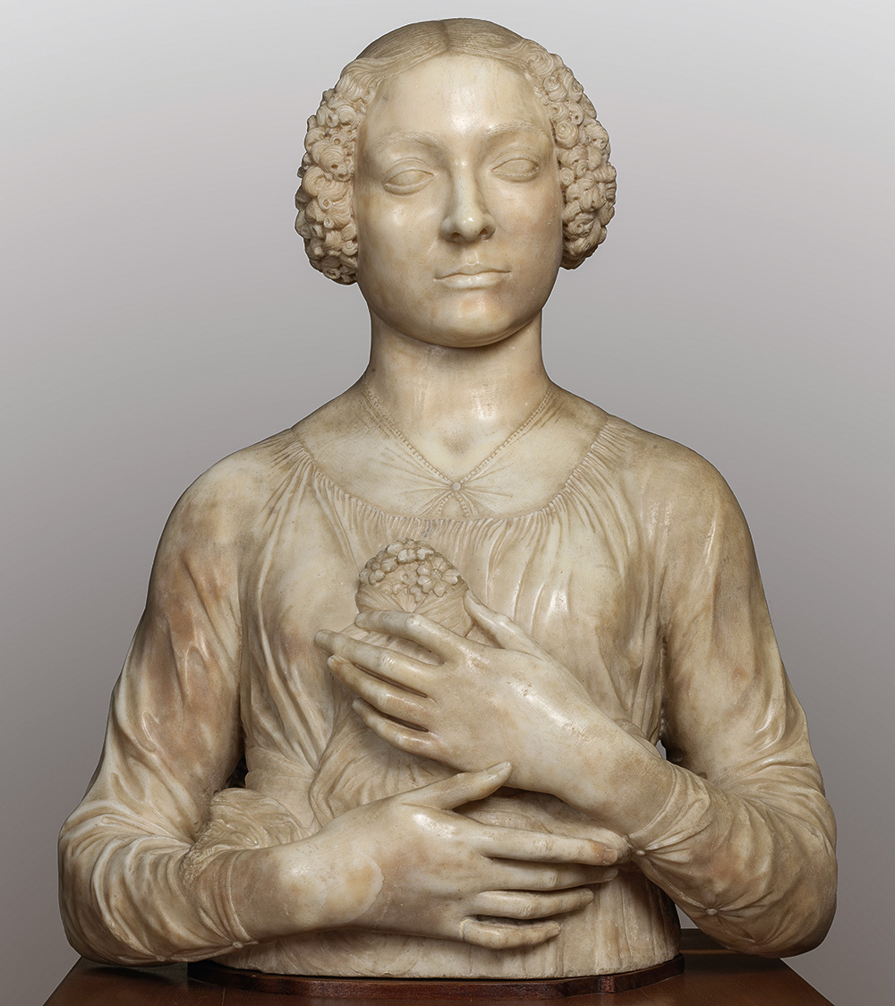 Andrea del Verrocchio: Primulás (kankalinos) hölgy, 1475  Firenze, Museo Nazionale del Bargello 