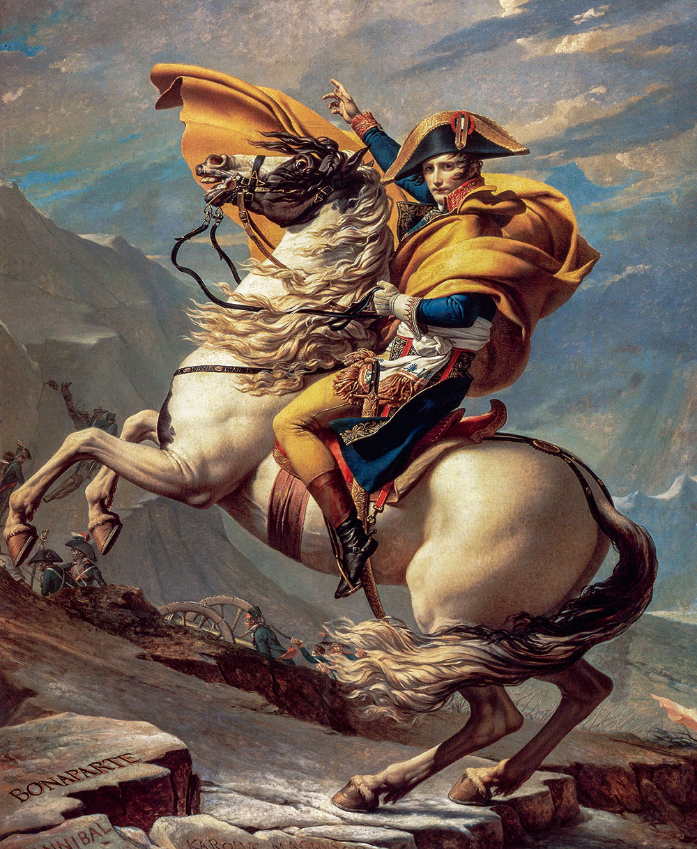 Jacques-Louis David (1748–1825): Napóleon átkel az Alpokon, 1801
