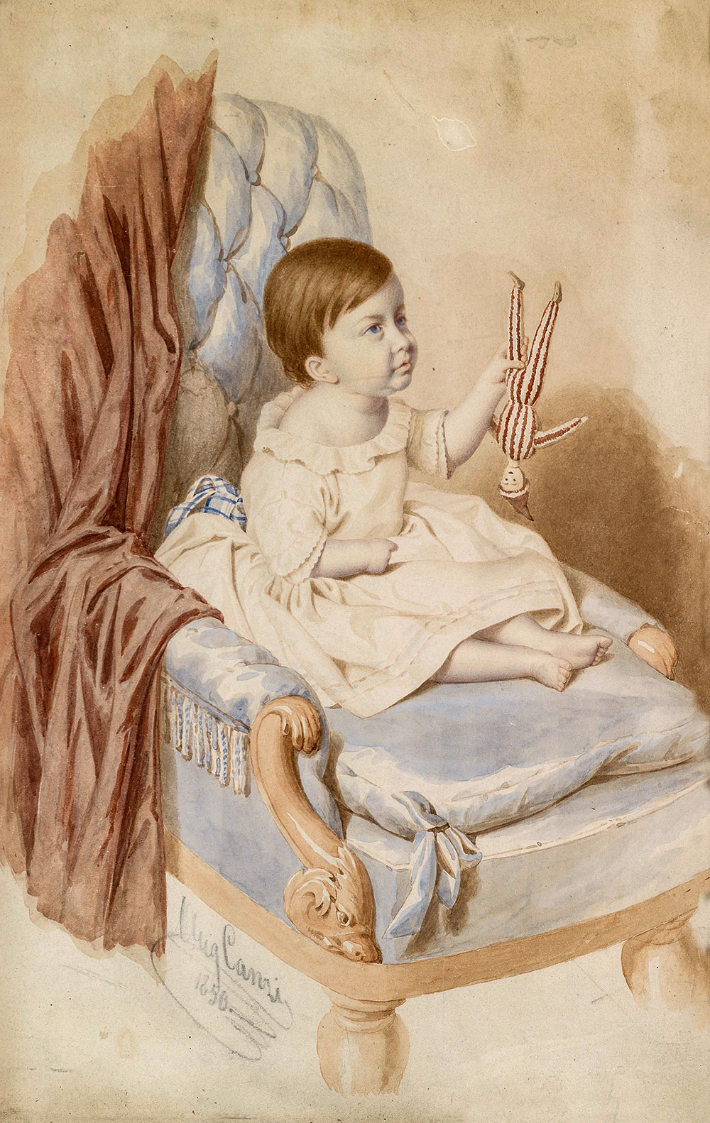 Canzi Ágost (1808–1866): Kislány babával, 1850