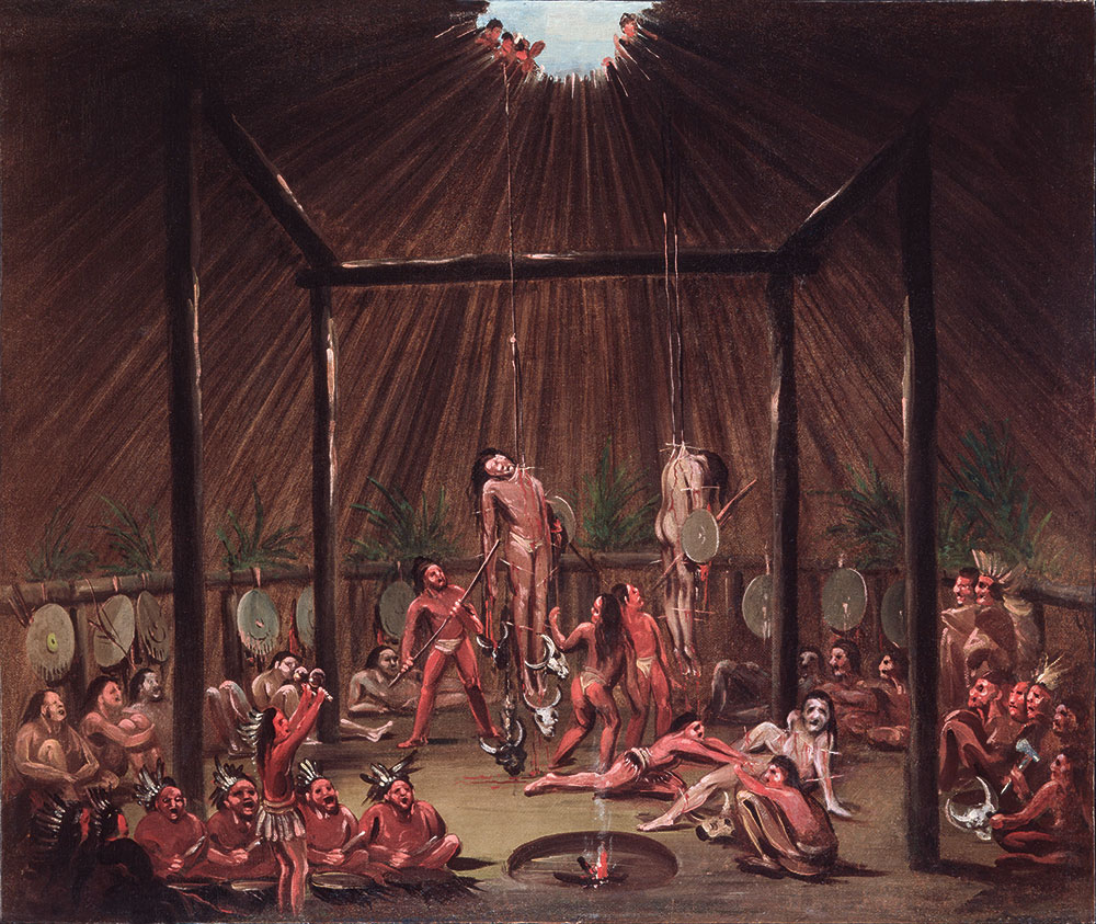 George Catlin (1796–1872): Mandan o-kee-pa szertartás, 1832